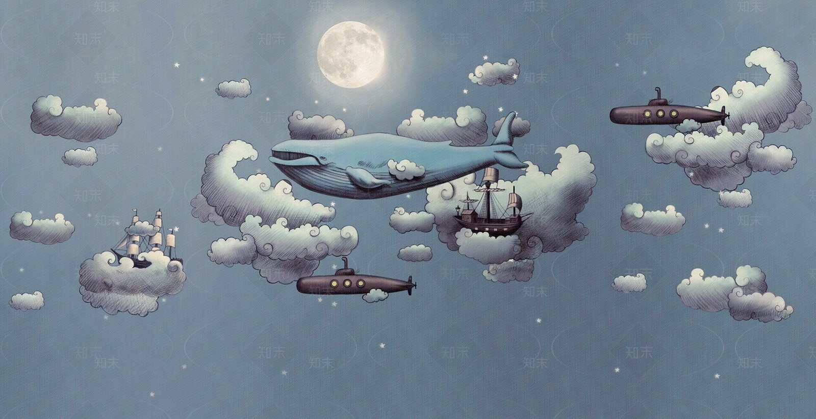 儿童卧室壁纸贴图下载【ID:970639233】