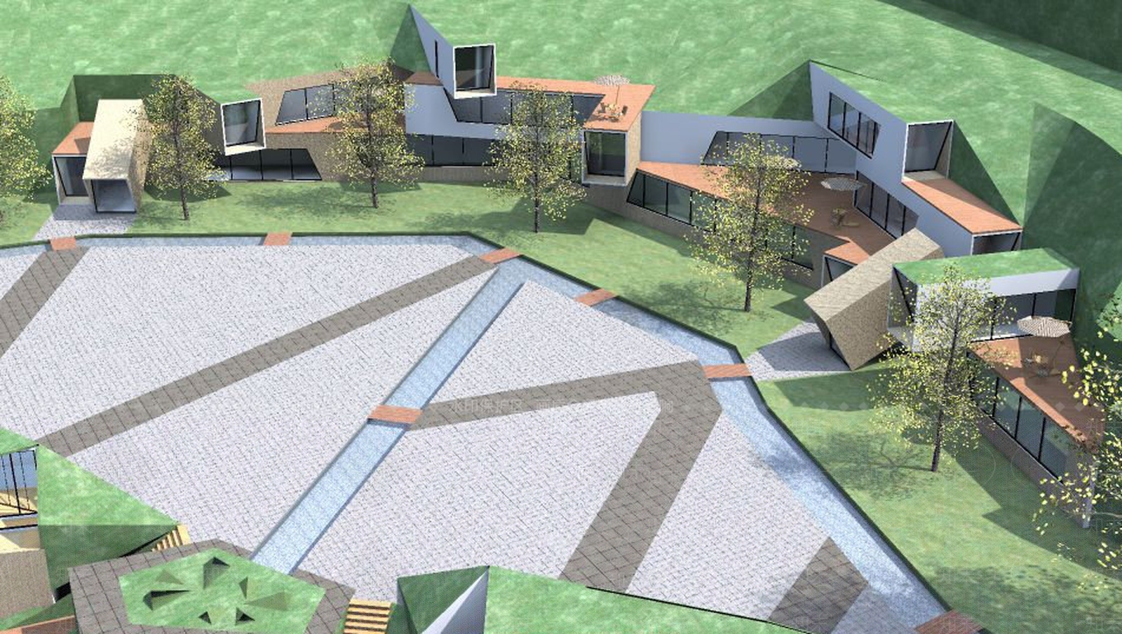 现代风格景观小建筑SU模型下载【ID:670691710】