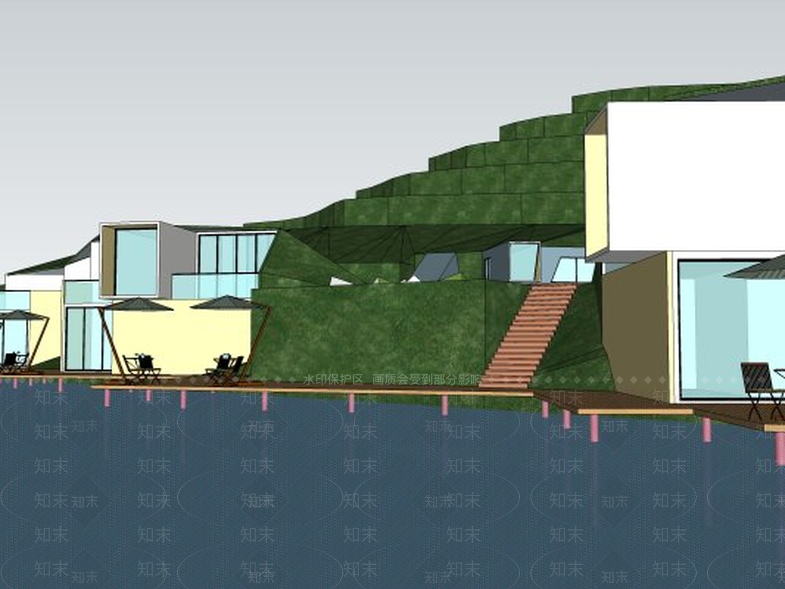 现代风格景观小建筑SU模型下载【ID:670691710】