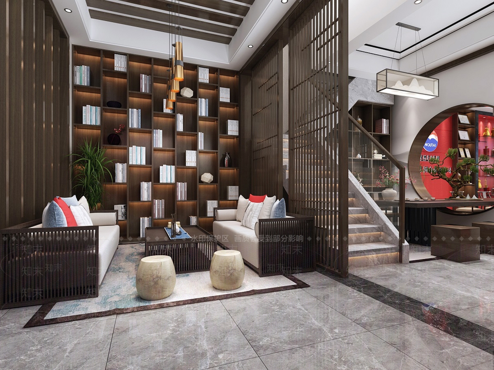 新中式楼梯间3D模型下载【ID:570692268】