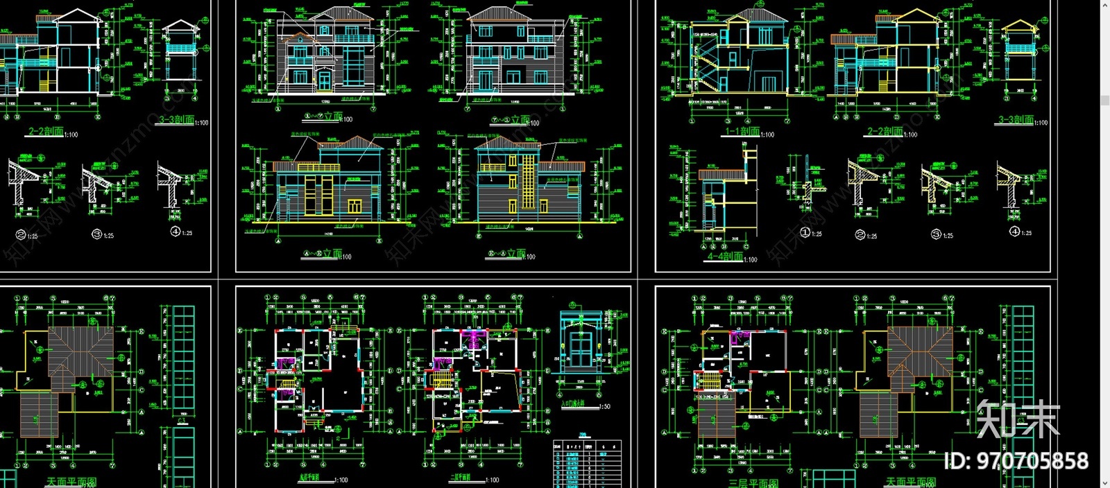 新农村自建房别墅建筑施工图下载【ID:970705858】