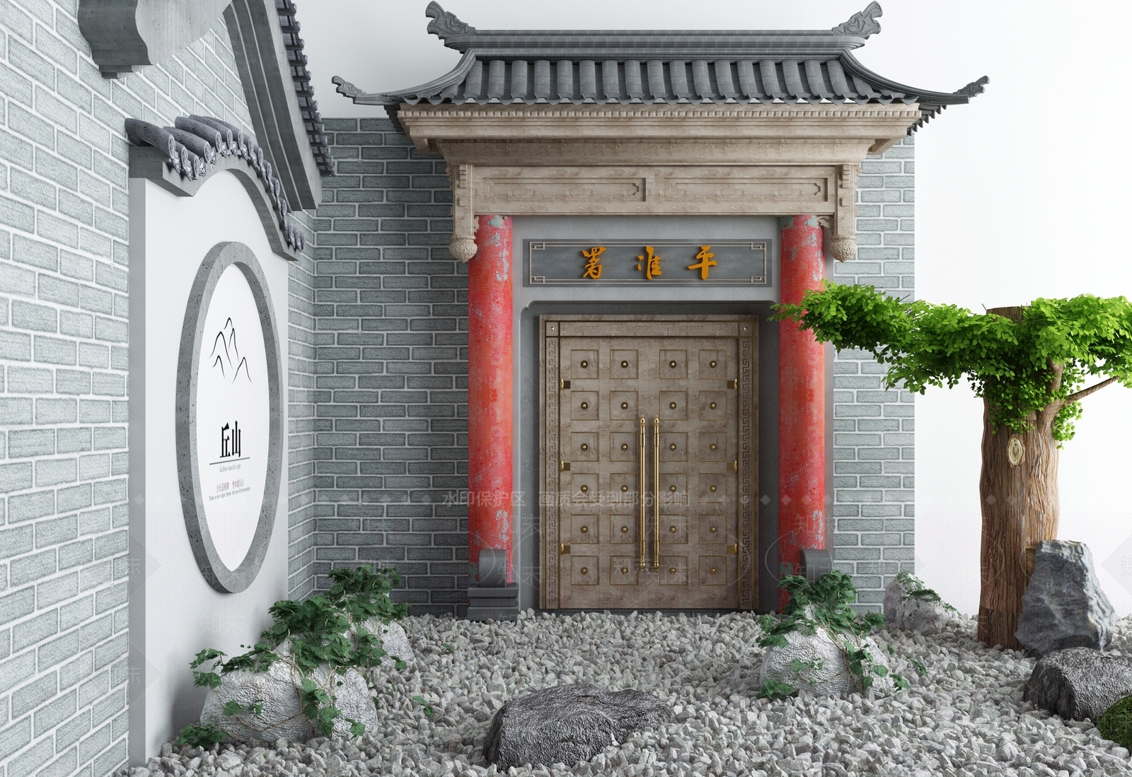 新中式景观大门3D模型下载【ID:870717628】