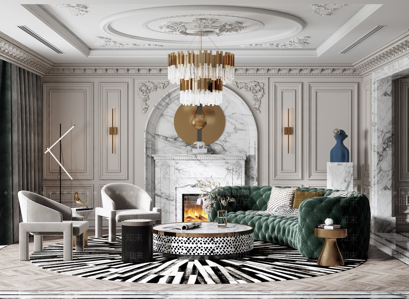 美式客厅3D模型下载【ID:870735527】