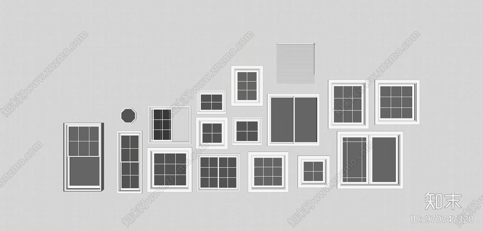 现代风格窗户组合SU模型下载【ID:970747320】