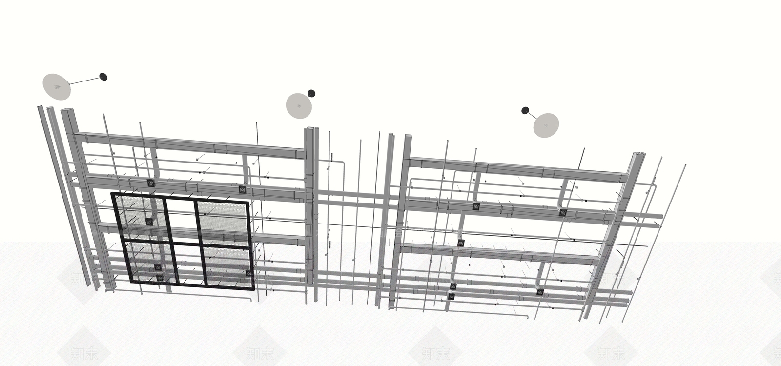 工业风格管道吊灯SU模型下载【ID:970755934】