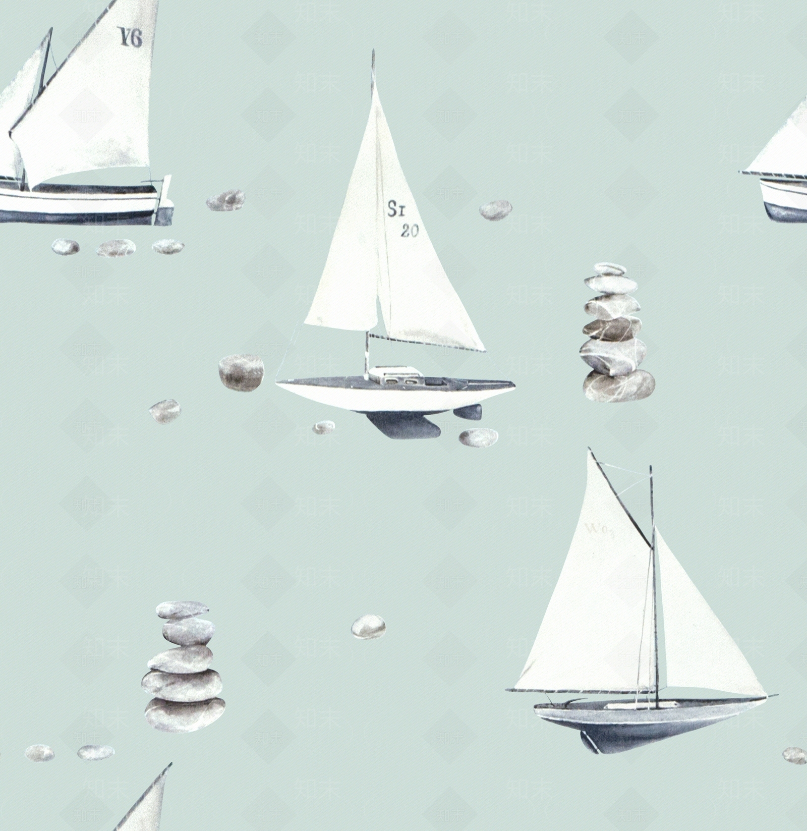 儿童帆船壁纸贴图下载【ID:970776209】