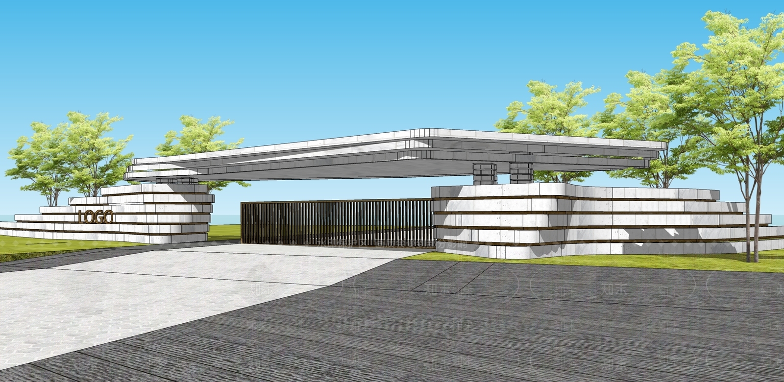 现代风格景观小建筑SU模型下载【ID:670816708】