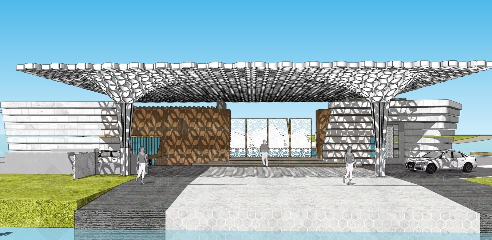 现代风格景观小建筑SU模型下载【ID:670816750】