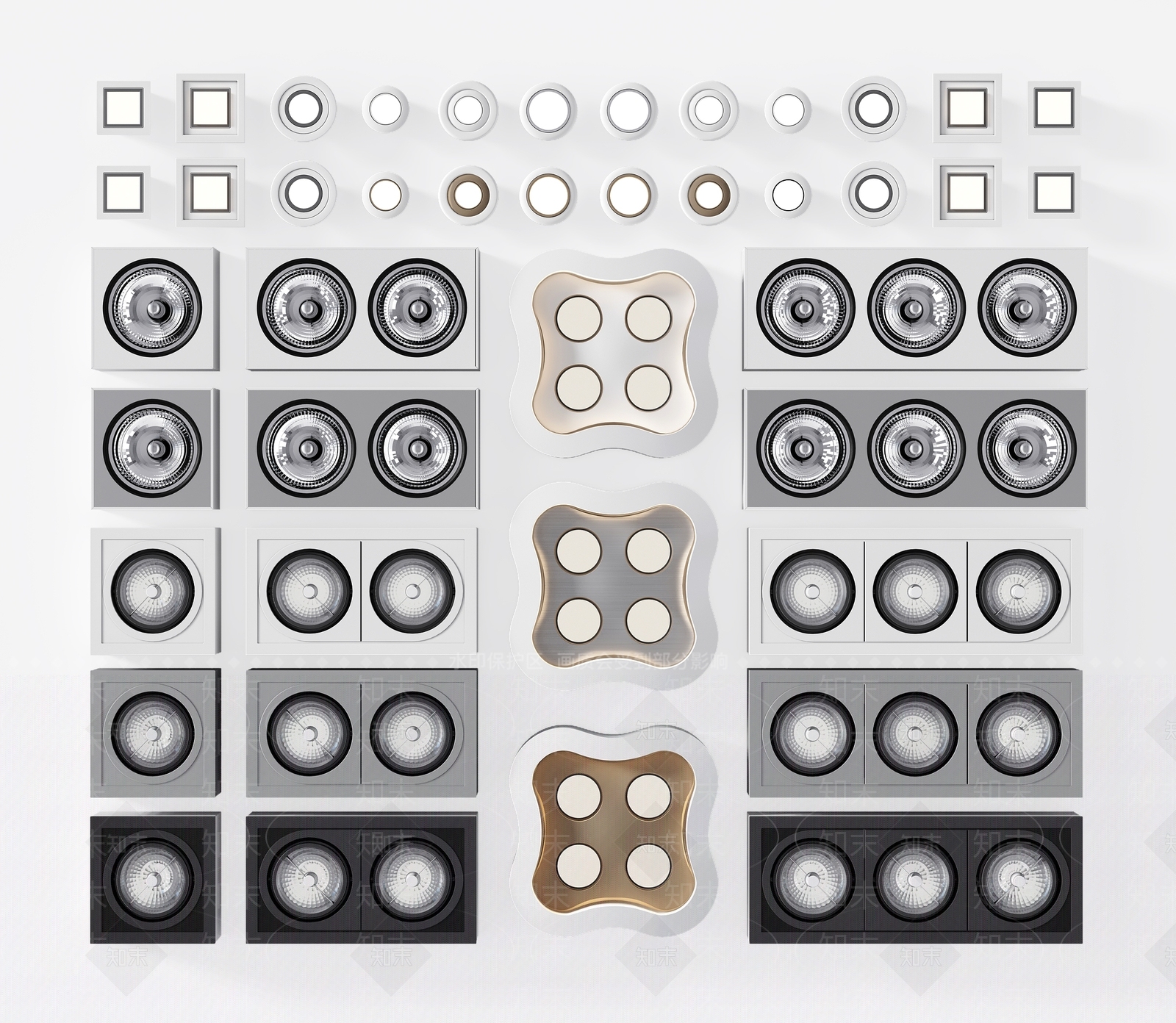 现代明装筒灯3D模型下载【ID:670823677】