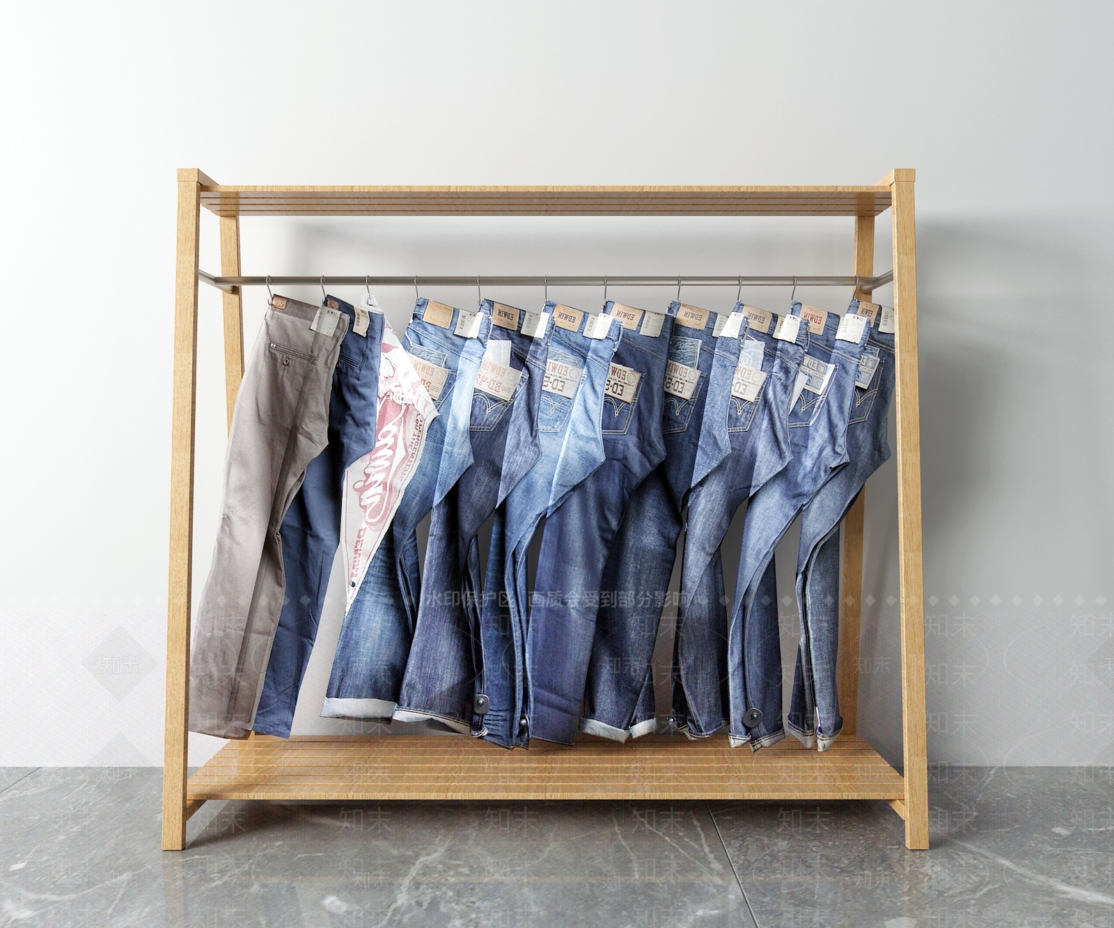 现代牛仔裤3D模型下载【ID:470831524】