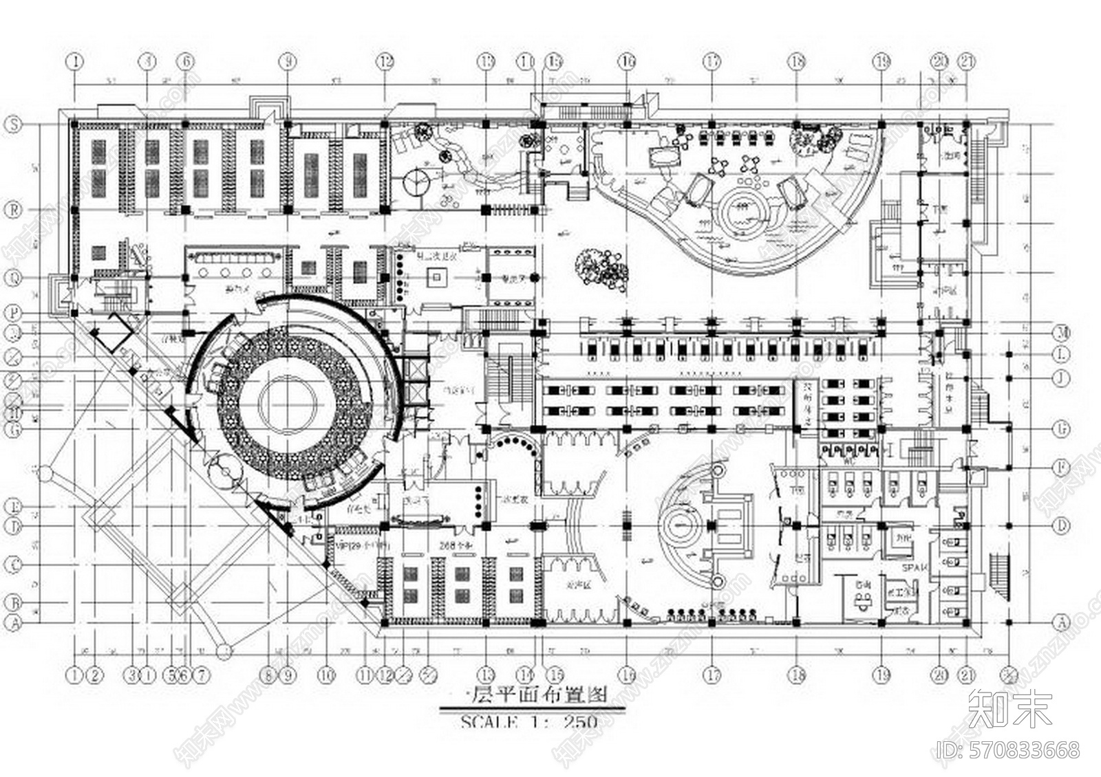 HBA-沈阳希尔斯池典桑拿浴会所cad施工图下载【ID:570833668】