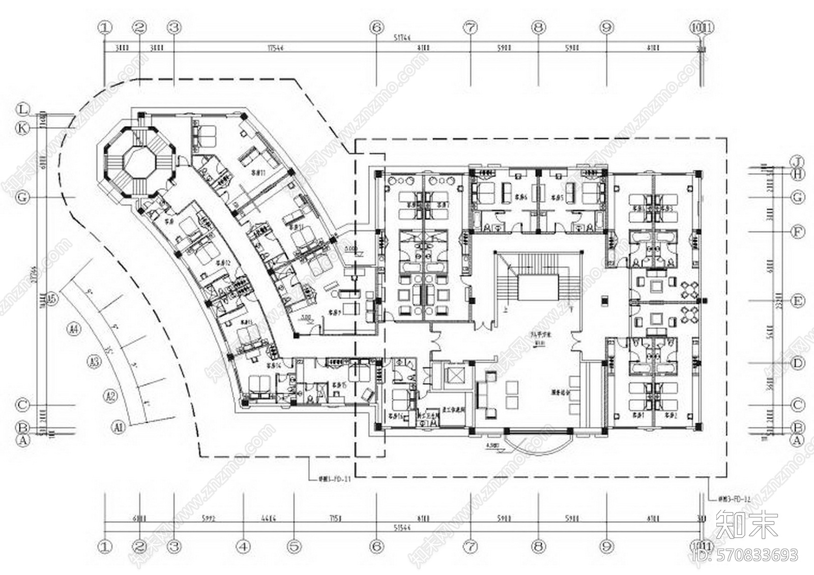 AFSO傅厚民-朗庭上郡会所空间室内装饰设计cad施工图下载【ID:570833693】