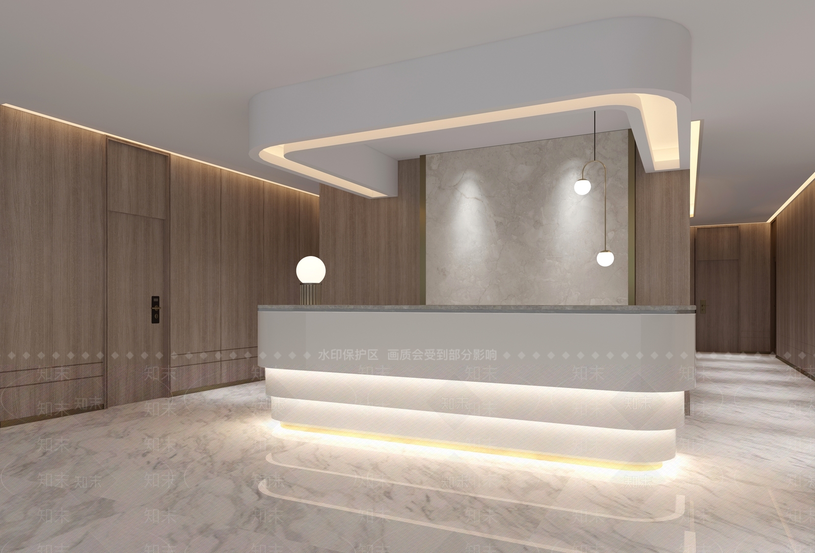 新中式医院前台3D模型下载【ID:970841682】_知末3d模型网