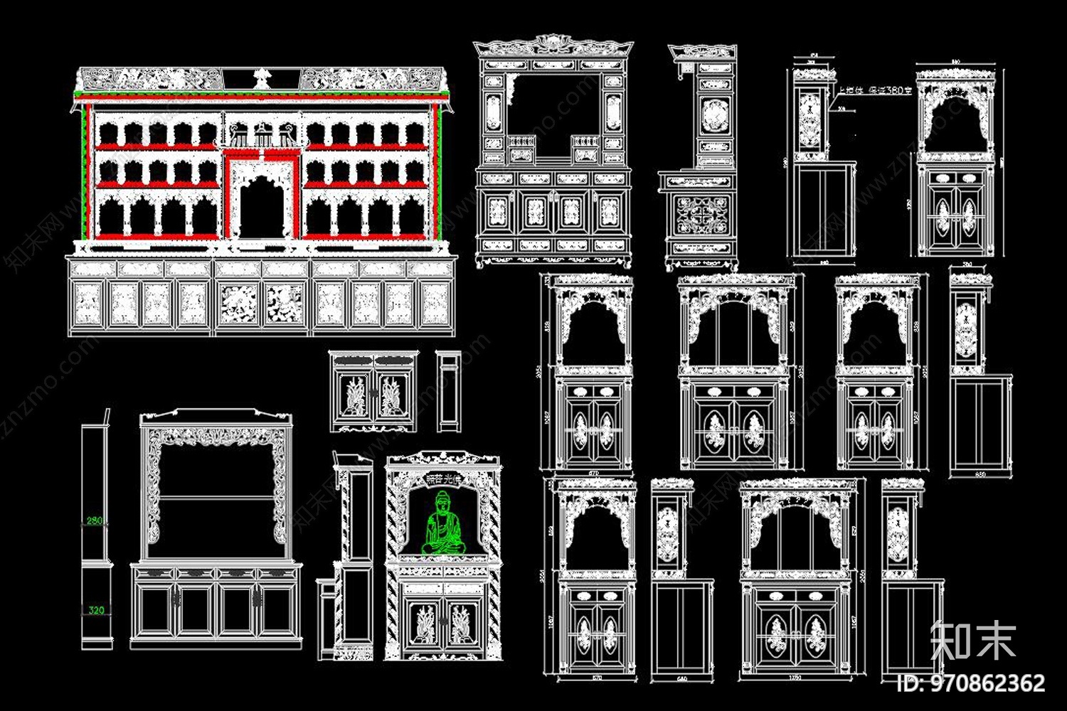 新中式佛龛cad施工图下载【ID:970862362】