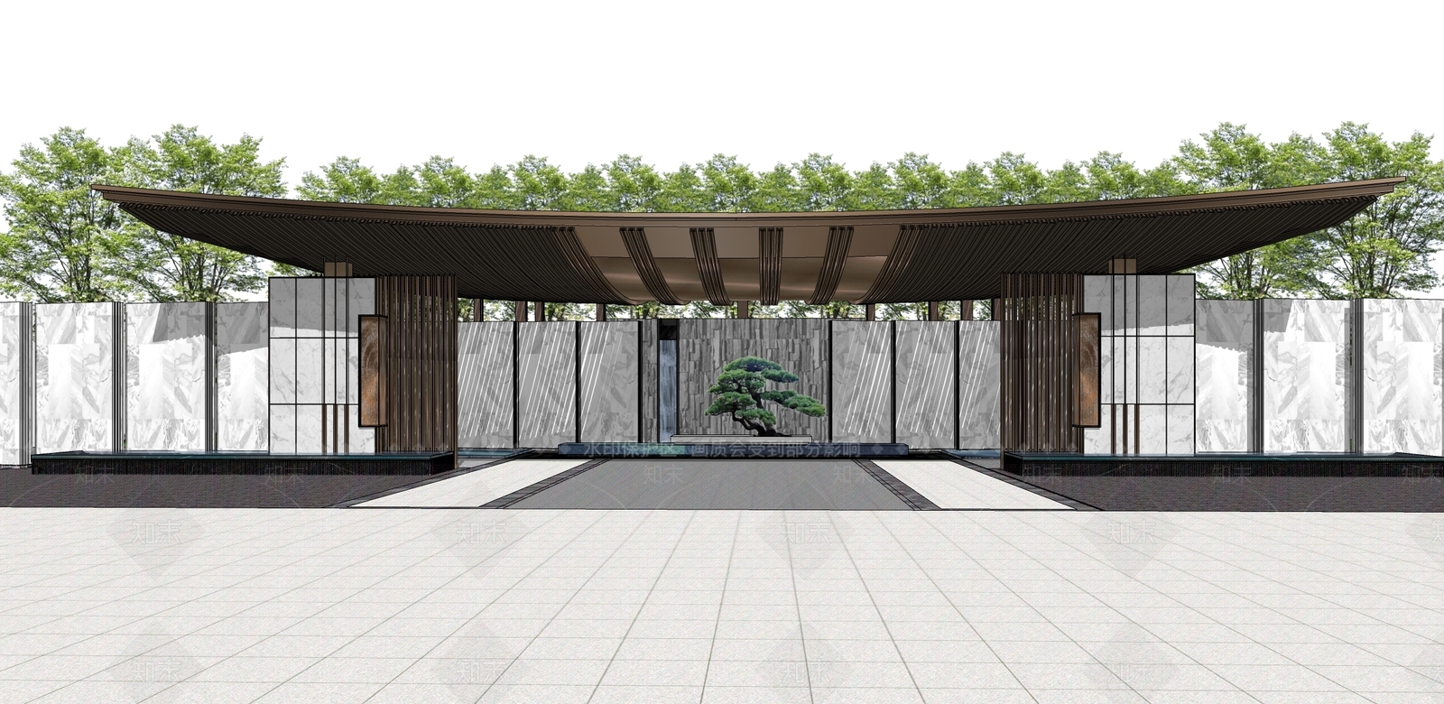 现代风格景观小建筑SU模型下载【ID:670863739】