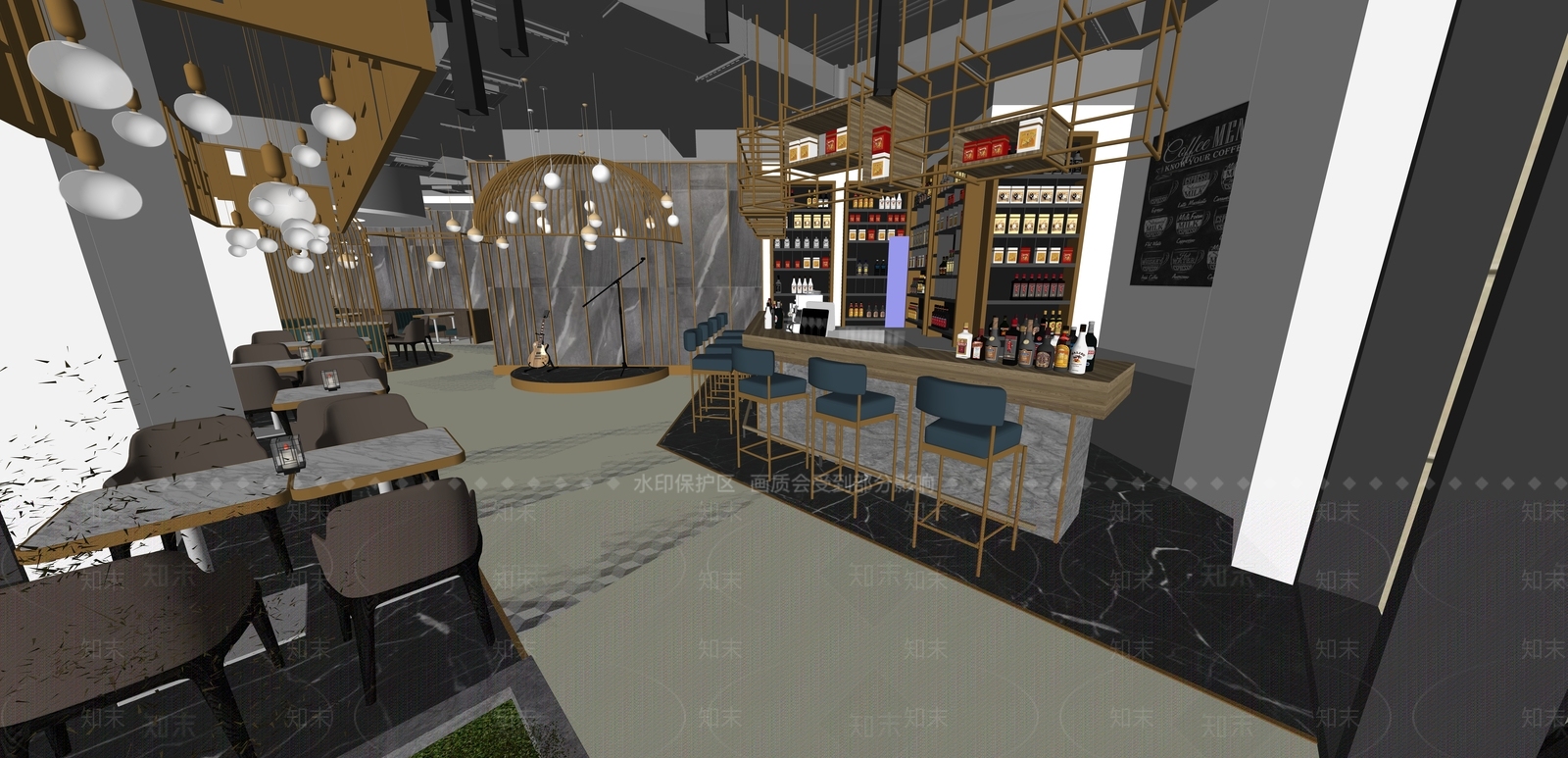 现代风格餐厅SU模型下载【ID:970864085】