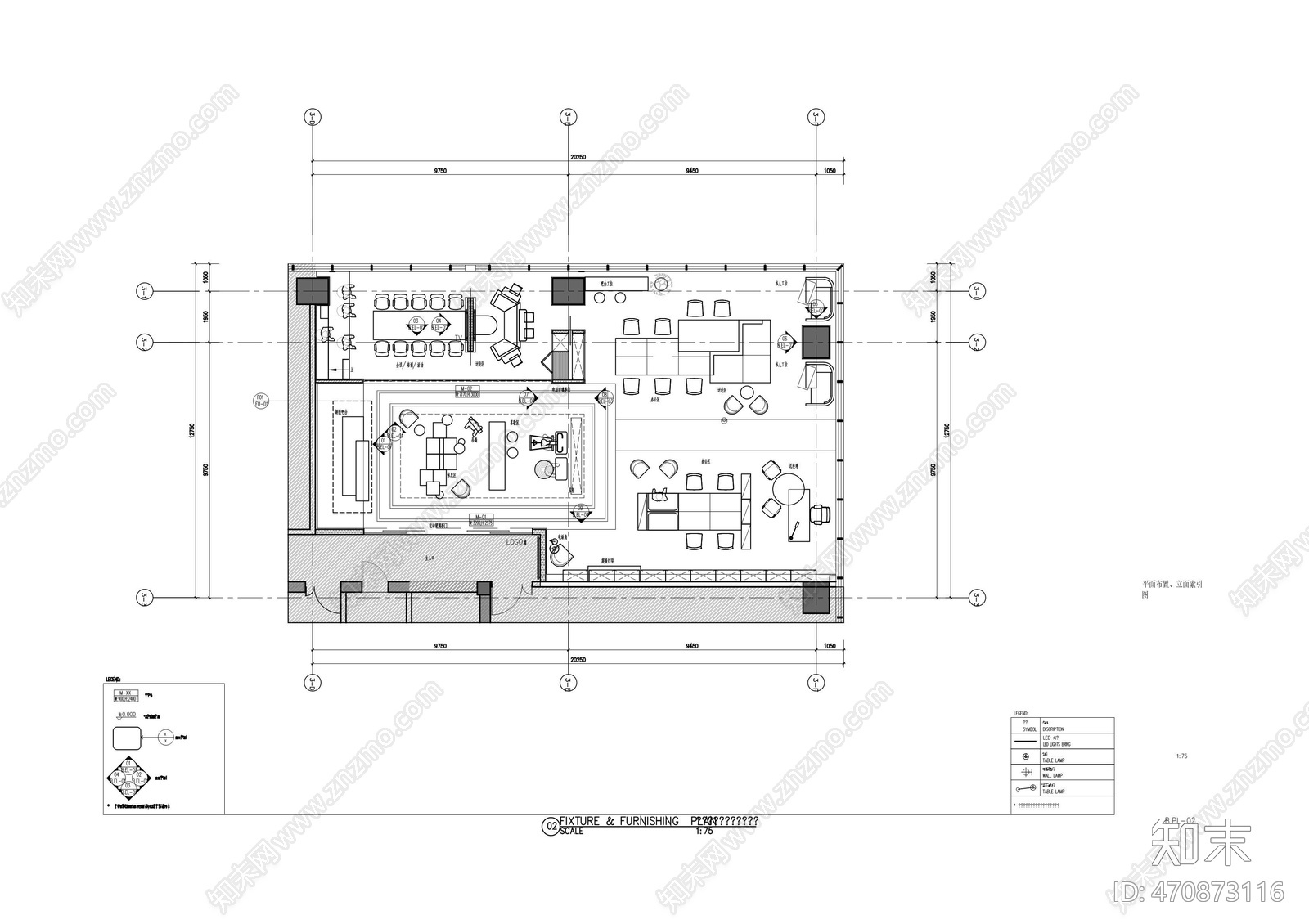 上海置汇旭辉广场办公间B户型cad施工图下载【ID:470873116】