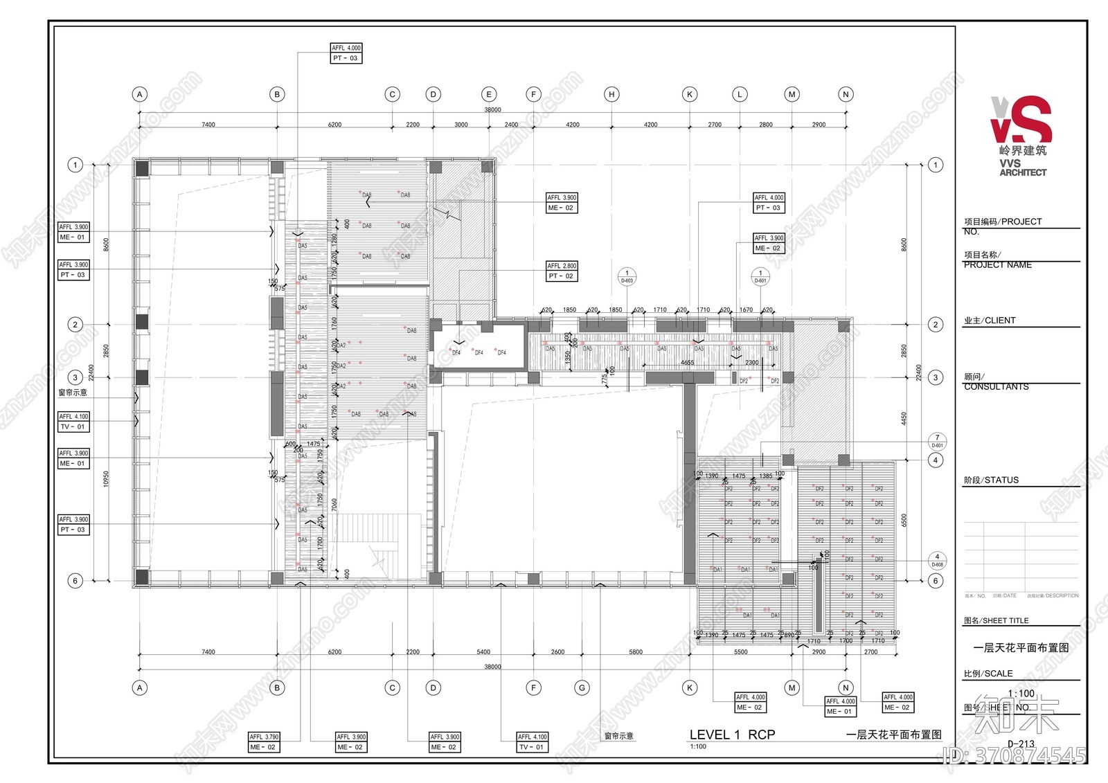 建业通和府售楼处cad施工图下载【ID:370874545】