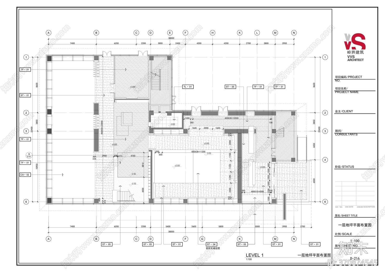 建业通和府售楼处cad施工图下载【ID:370874545】