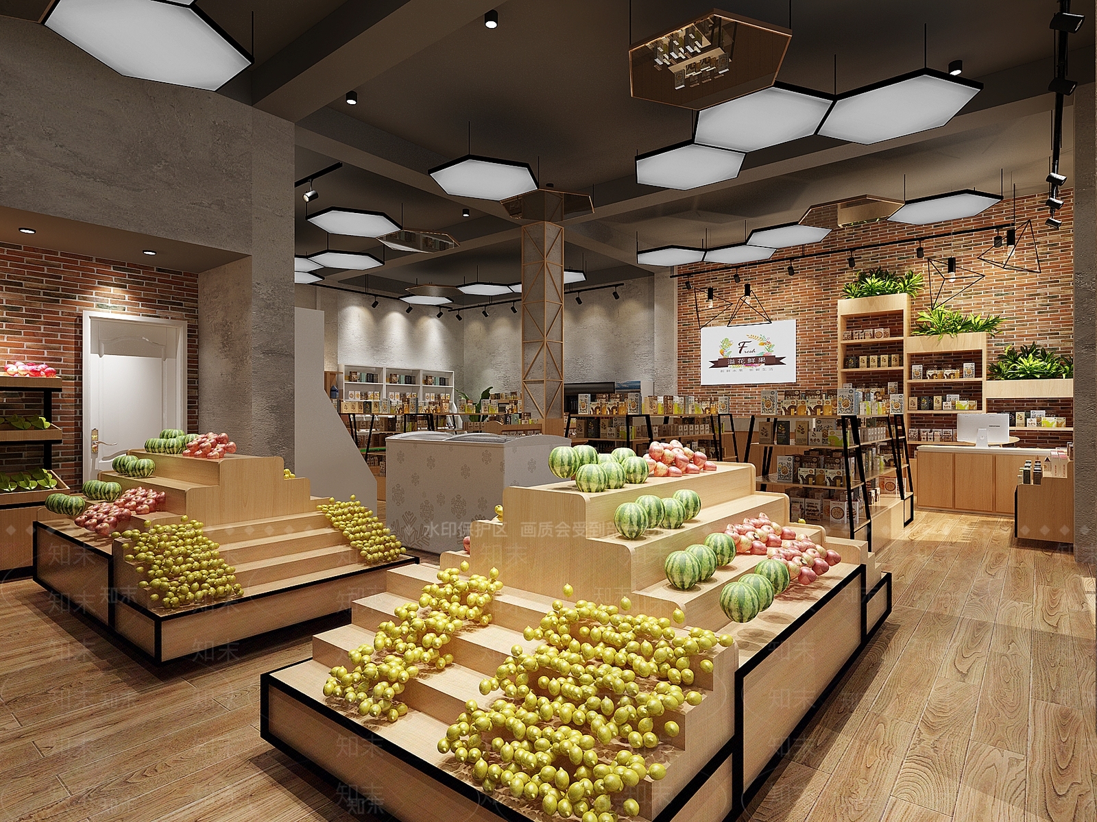 工业风格水果店3D模型下载【ID:670894357】