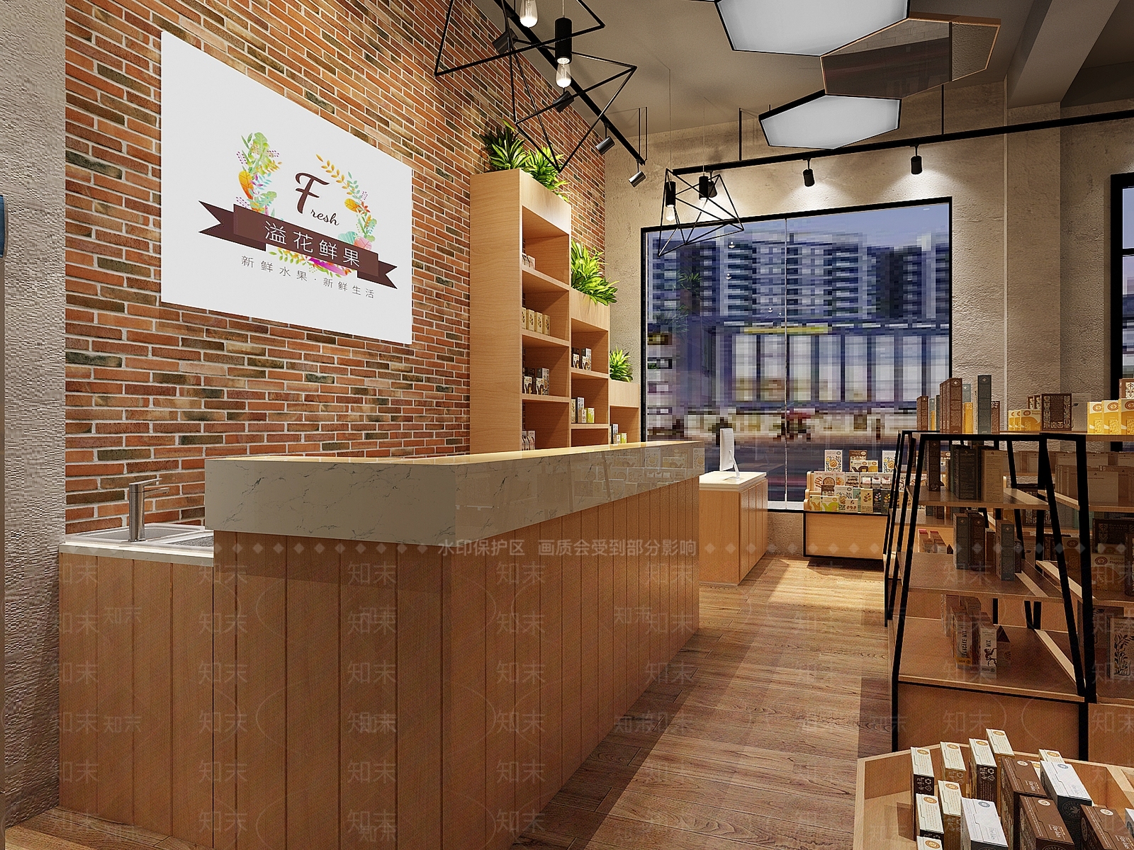 工业风格水果店3D模型下载【ID:670894357】