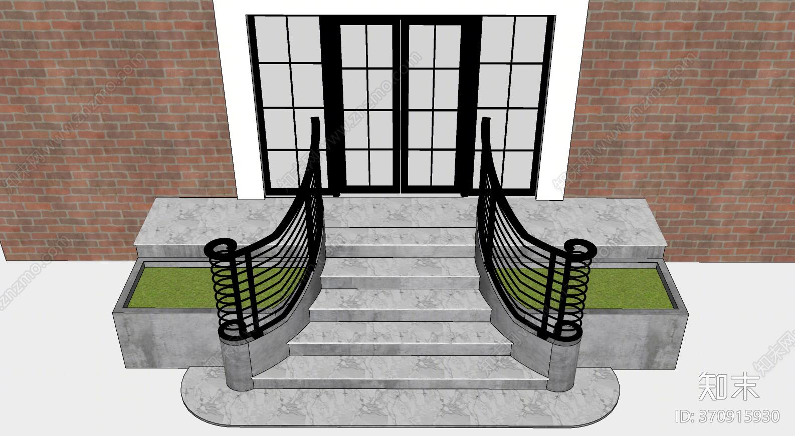现代风格大门楼梯SU模型下载【ID:370915930】