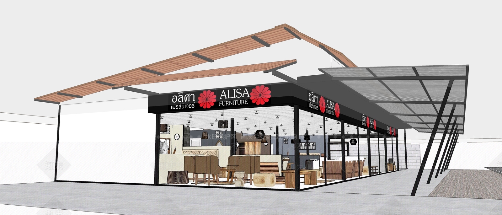 现代风格料理店SU模型下载【ID:770929875】