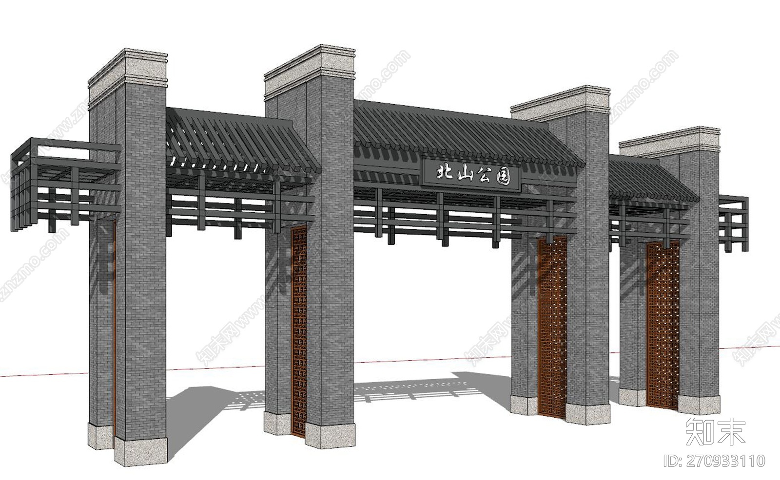 某新中式大门cad施工图下载【ID:270933110】