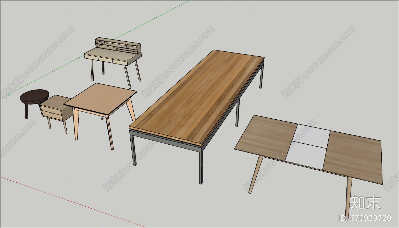 现代风格书桌SU模型下载【ID:670939720】