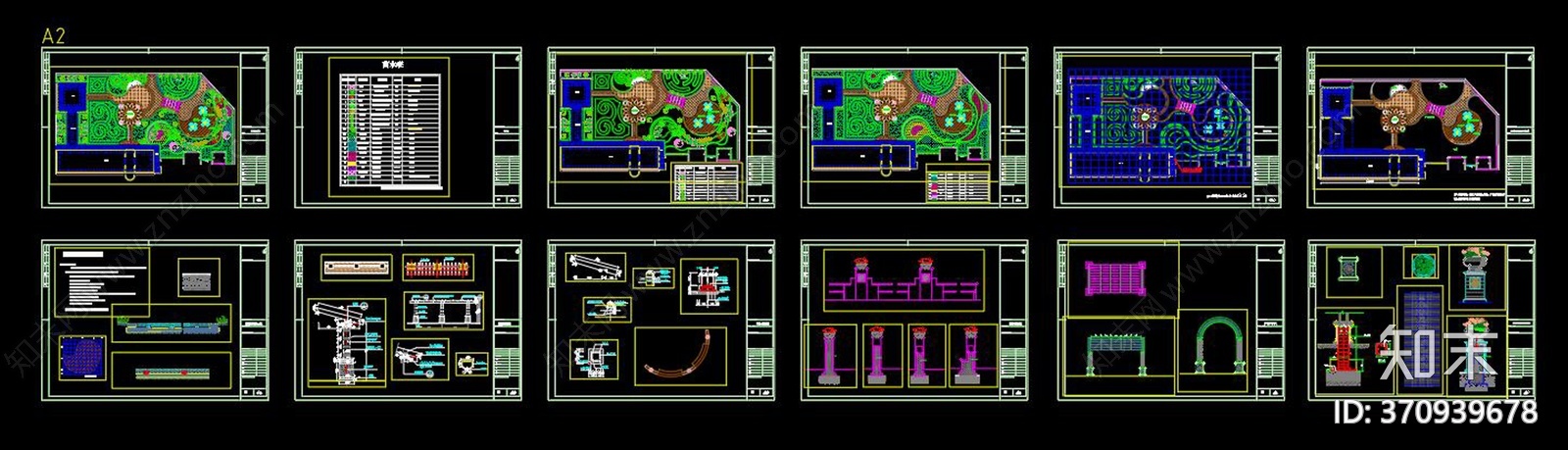 售楼部屋顶花园景观CAD图纸施工图下载【ID:370939678】