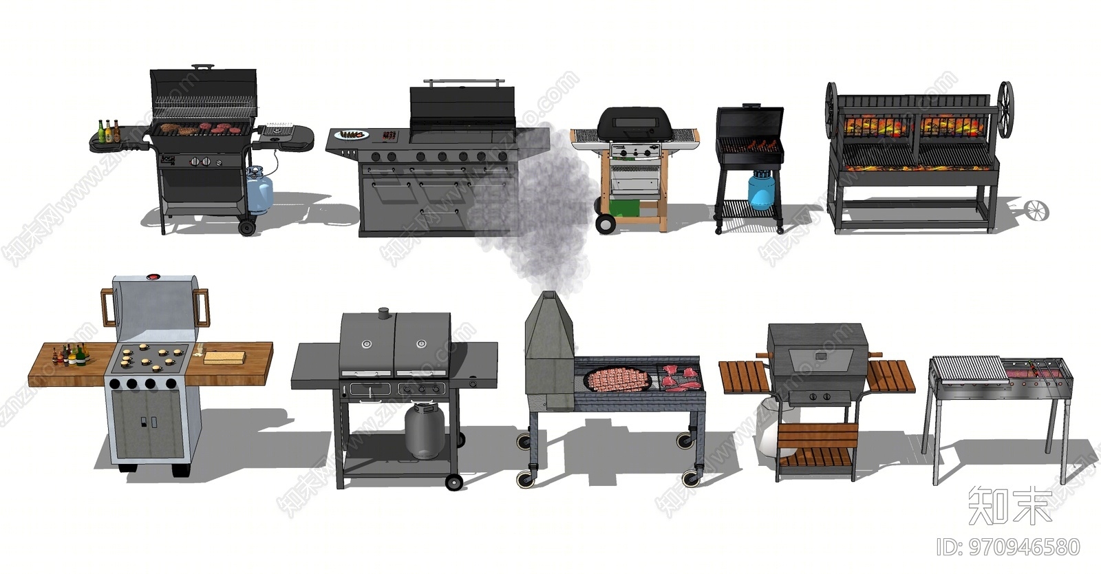 现代户外烧烤架子SU模型下载【ID:970946580】