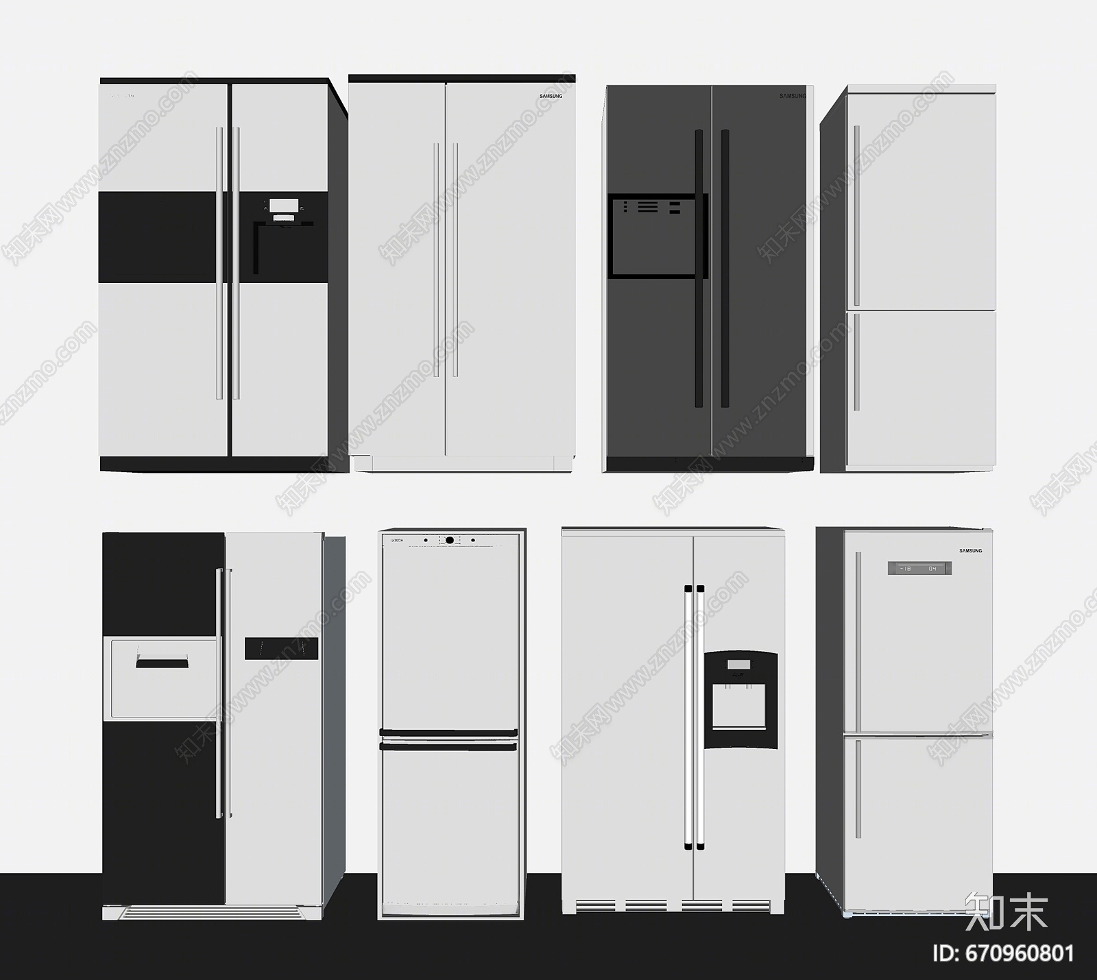 现代风格冰箱SU模型下载【ID:670960801】
