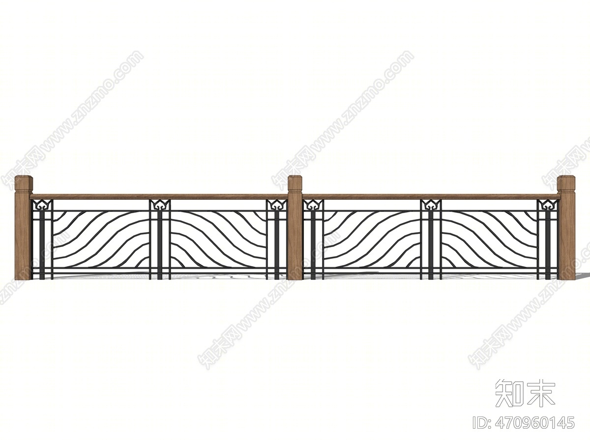 现代风格铁艺栏杆SU模型下载【ID:470960145】