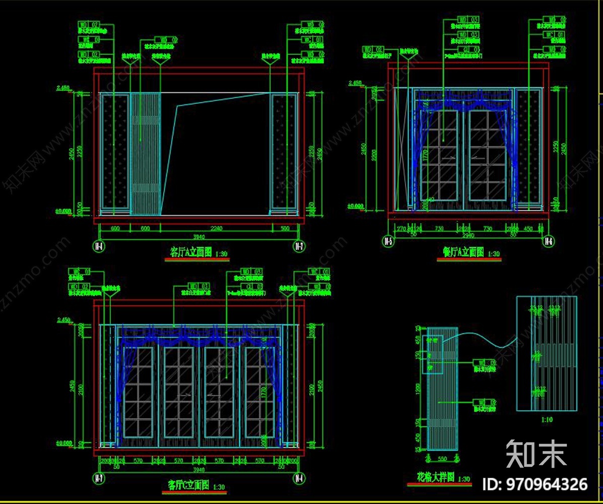 全套美式家装cad施工图下载【ID:970964326】