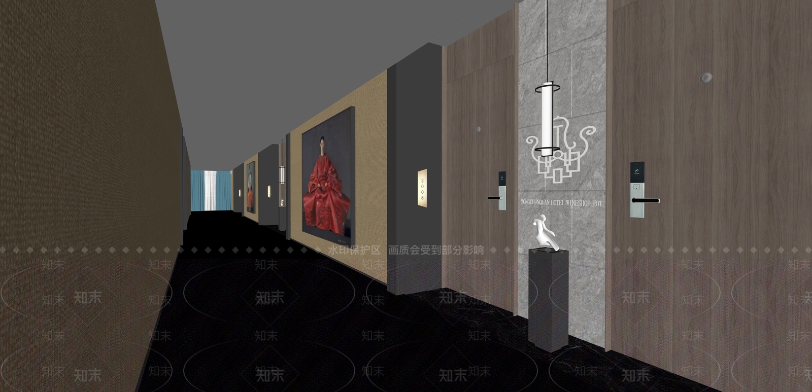 现代风格走廊SU模型下载【ID:970970854】