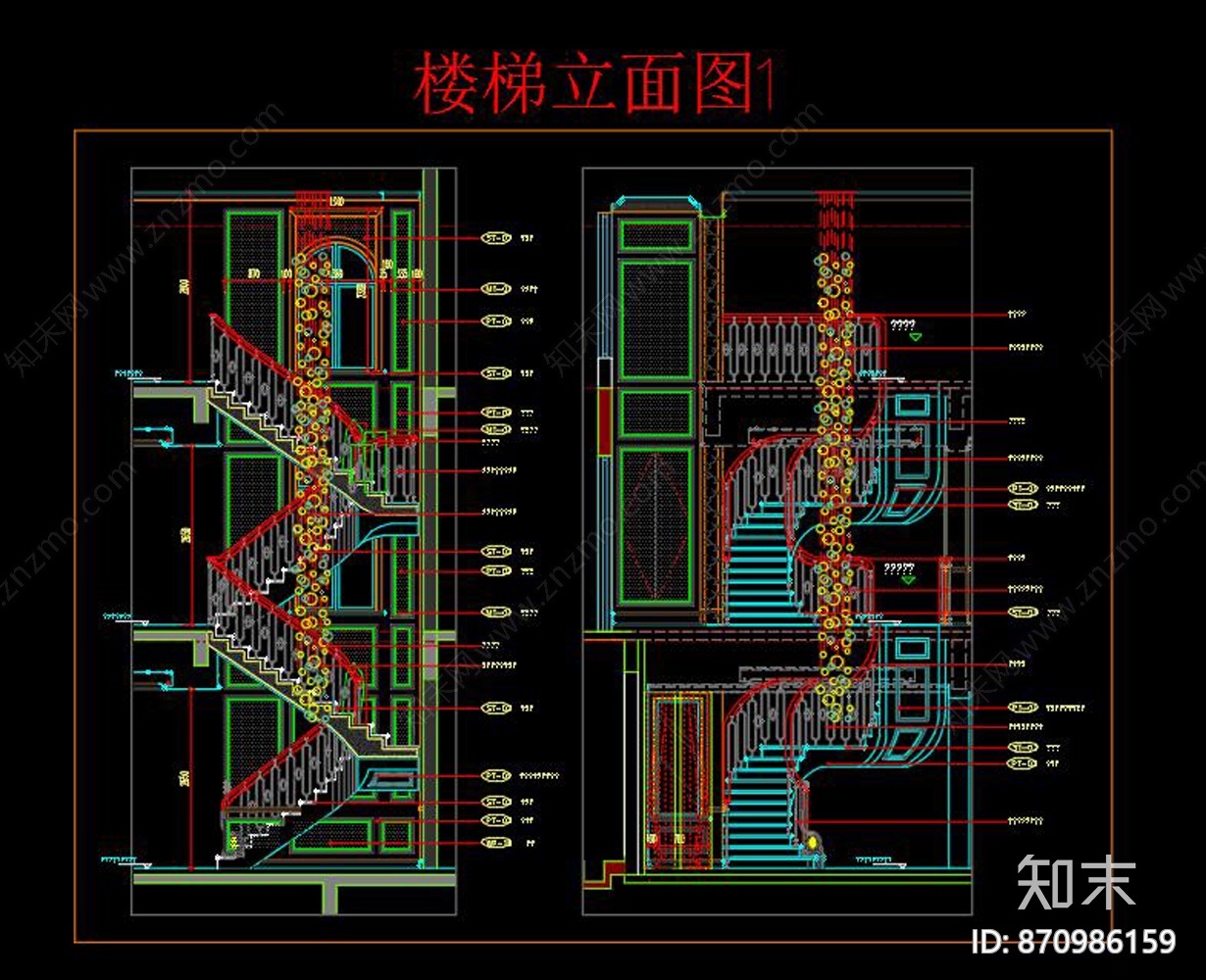 旋转楼梯节点详图施工图下载【ID:870986159】