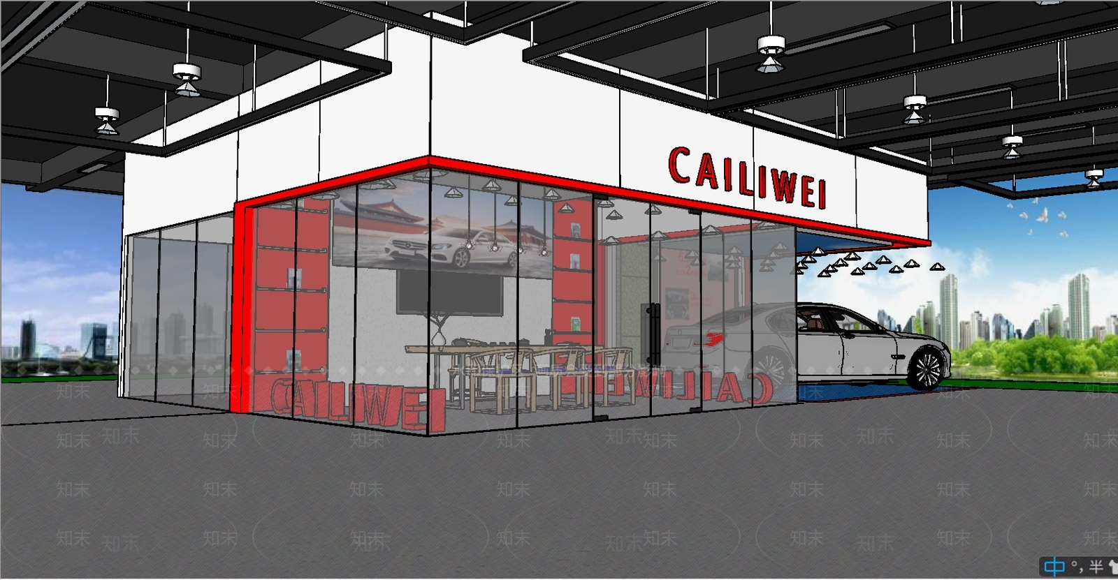 现代风格汽车展厅SU模型下载【ID:470996841】