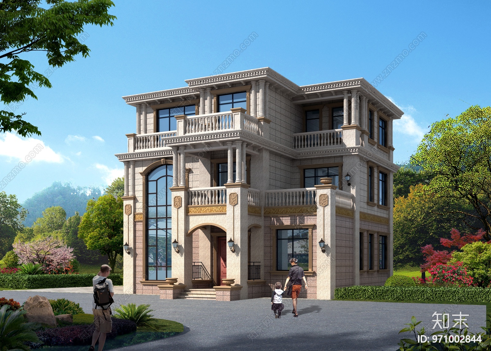 欧式别墅建施工图下载【ID:971002844】