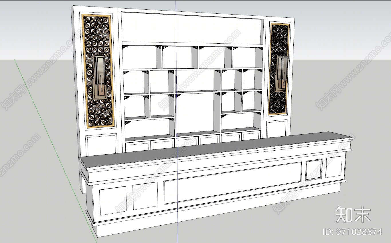 新中式风格收银台SU模型下载【ID:971028674】