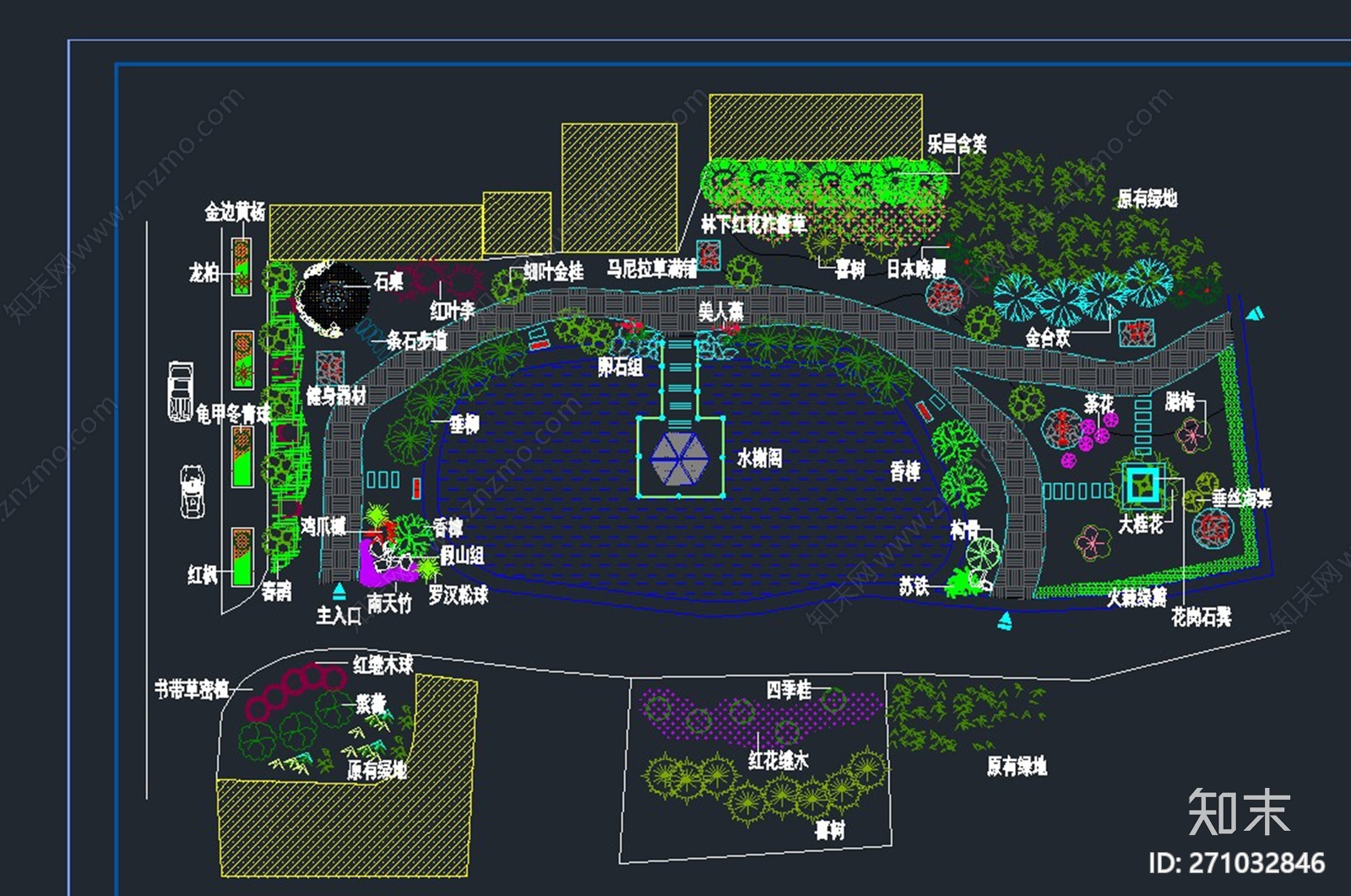 小游园绿化规划设计图施工图下载【ID:271032846】