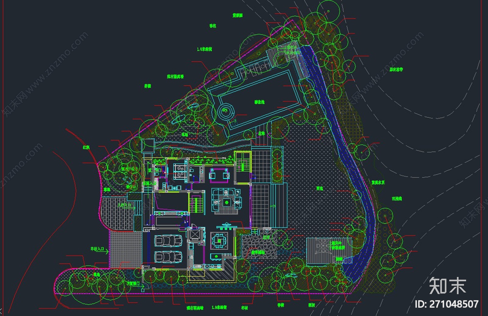 别墅景观绿化方案施工图下载【ID:271048507】