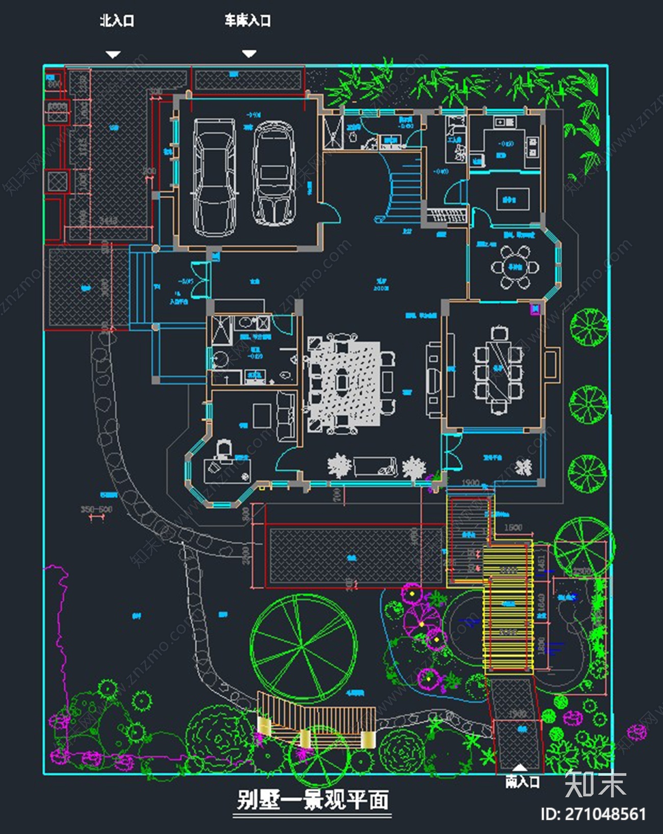 别墅庭院景观绿化平面图施工图下载【ID:271048561】