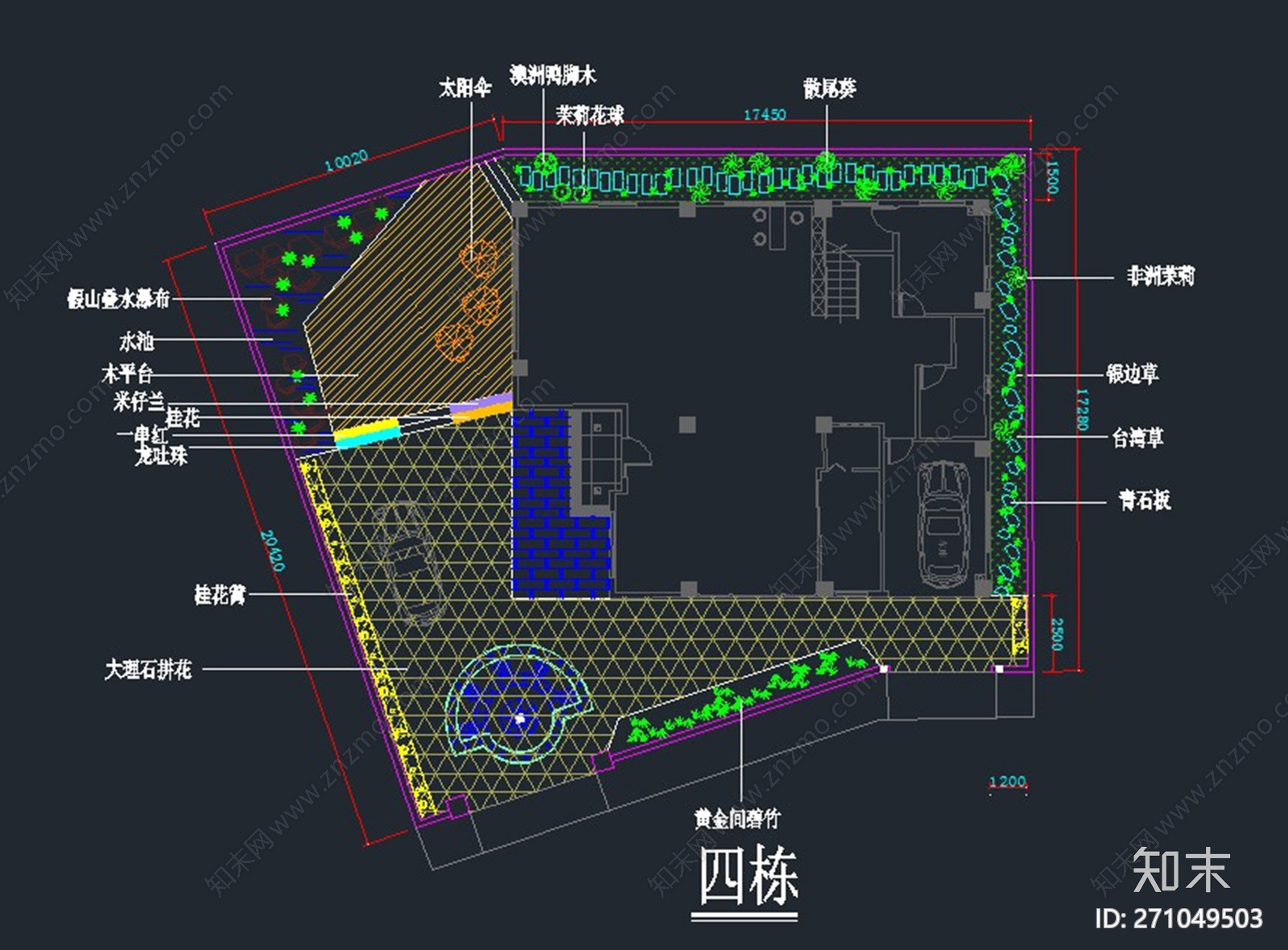 别墅庭院景观设计方案cad施工图下载【ID:271049503】