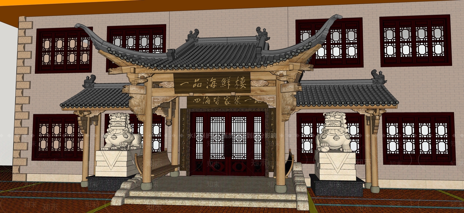 中式风格牌坊牌楼SU模型下载【ID:471050522】