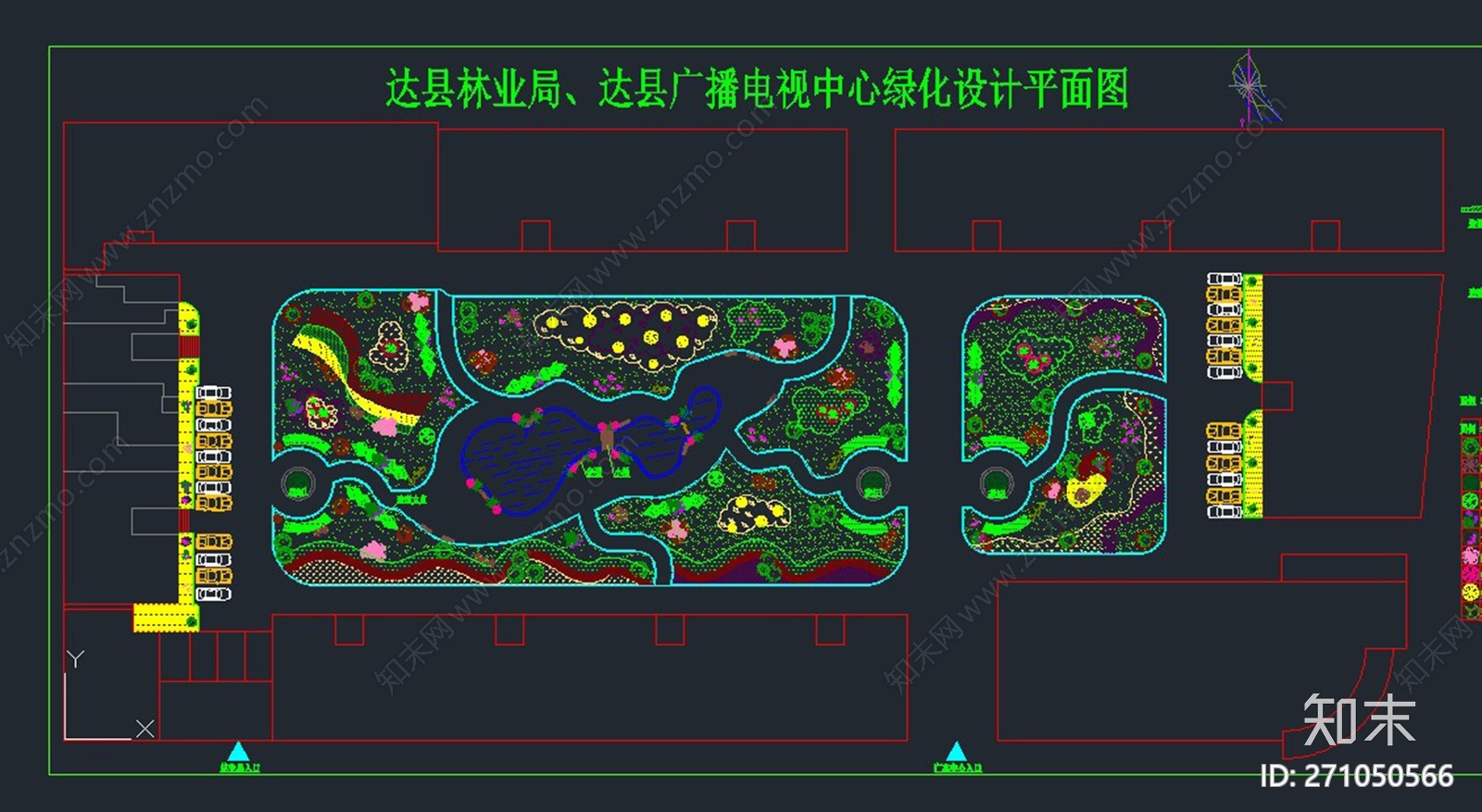 机关单位庭院景观设计平面图cad施工图下载【ID:271050566】