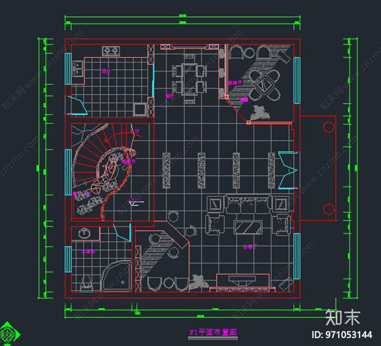 别墅装修cad施工图下载【ID:971053144】