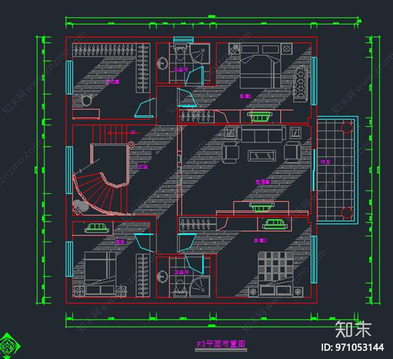 别墅装修cad施工图下载【ID:971053144】