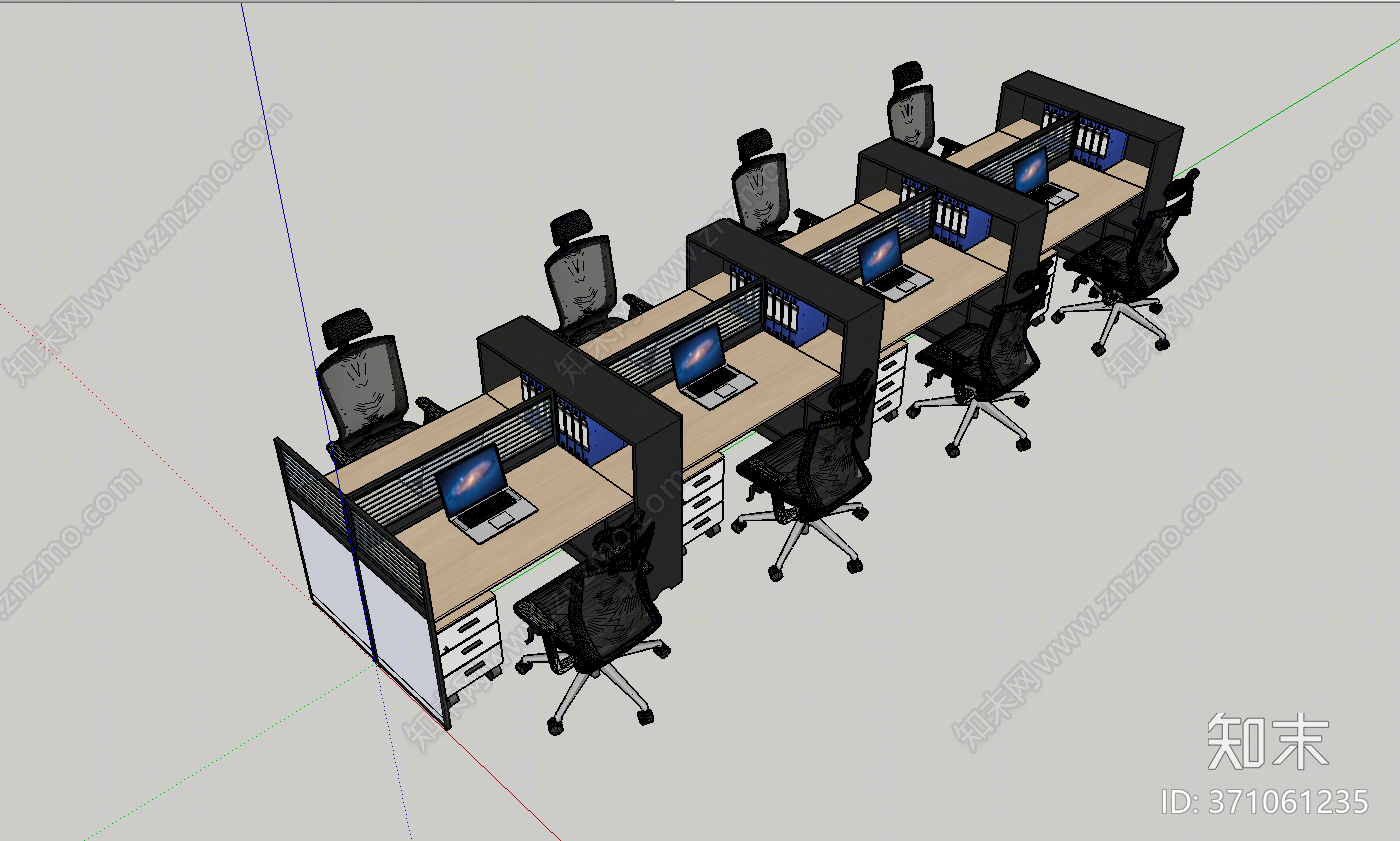 现代风格办公桌椅组合SU模型下载【ID:371061235】
