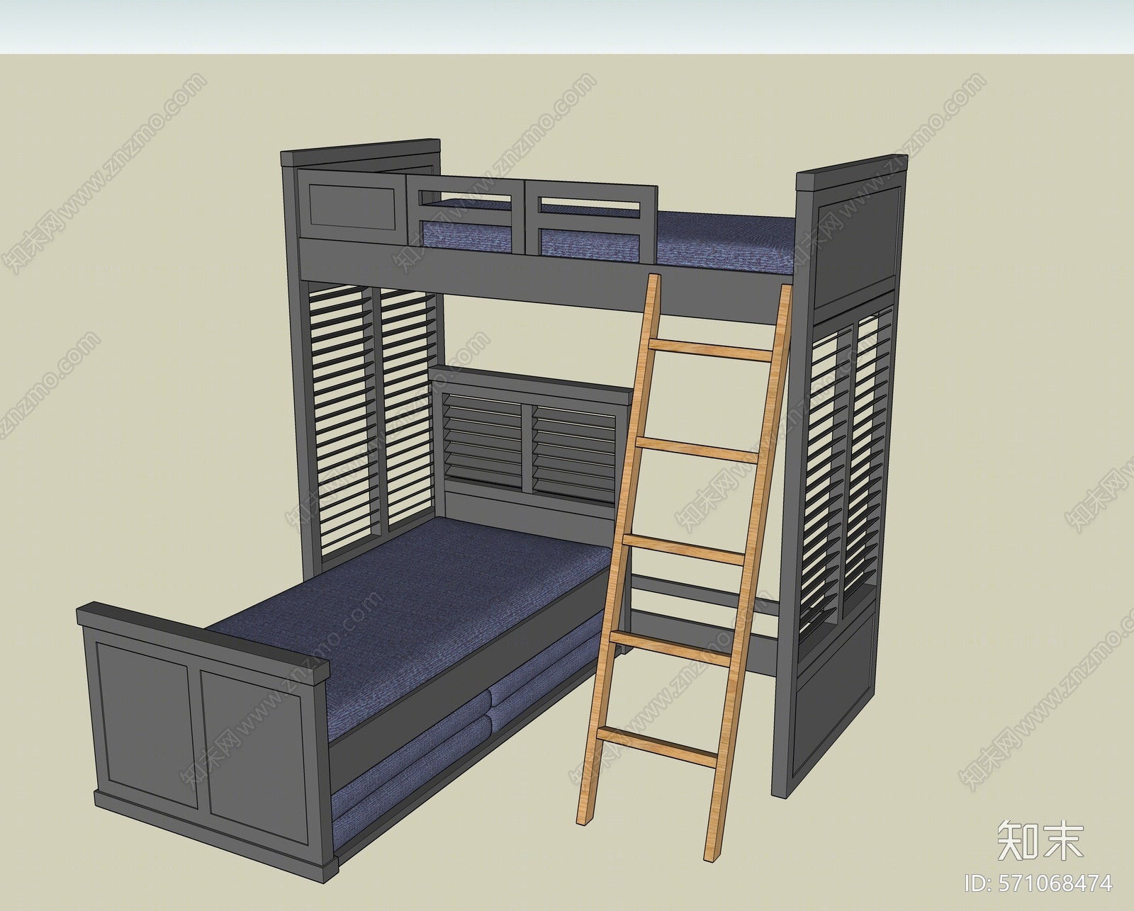 现代风格双层床SU模型下载【ID:571068474】