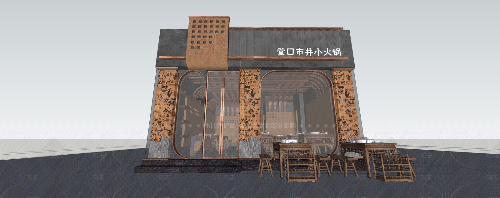 中式风格火锅店SU模型下载【ID:871125825】